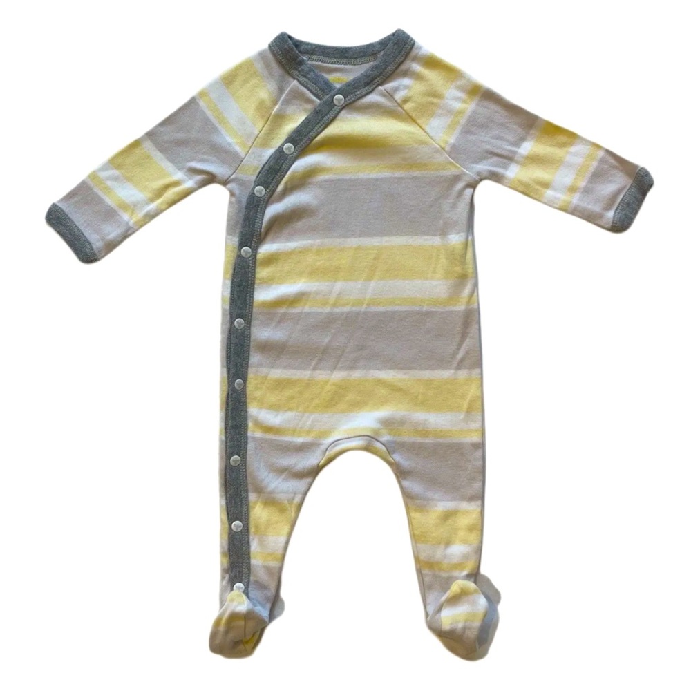 Burt's Bees Baby Footed Coverall & ~ Yellow & Gray ~ Newborn